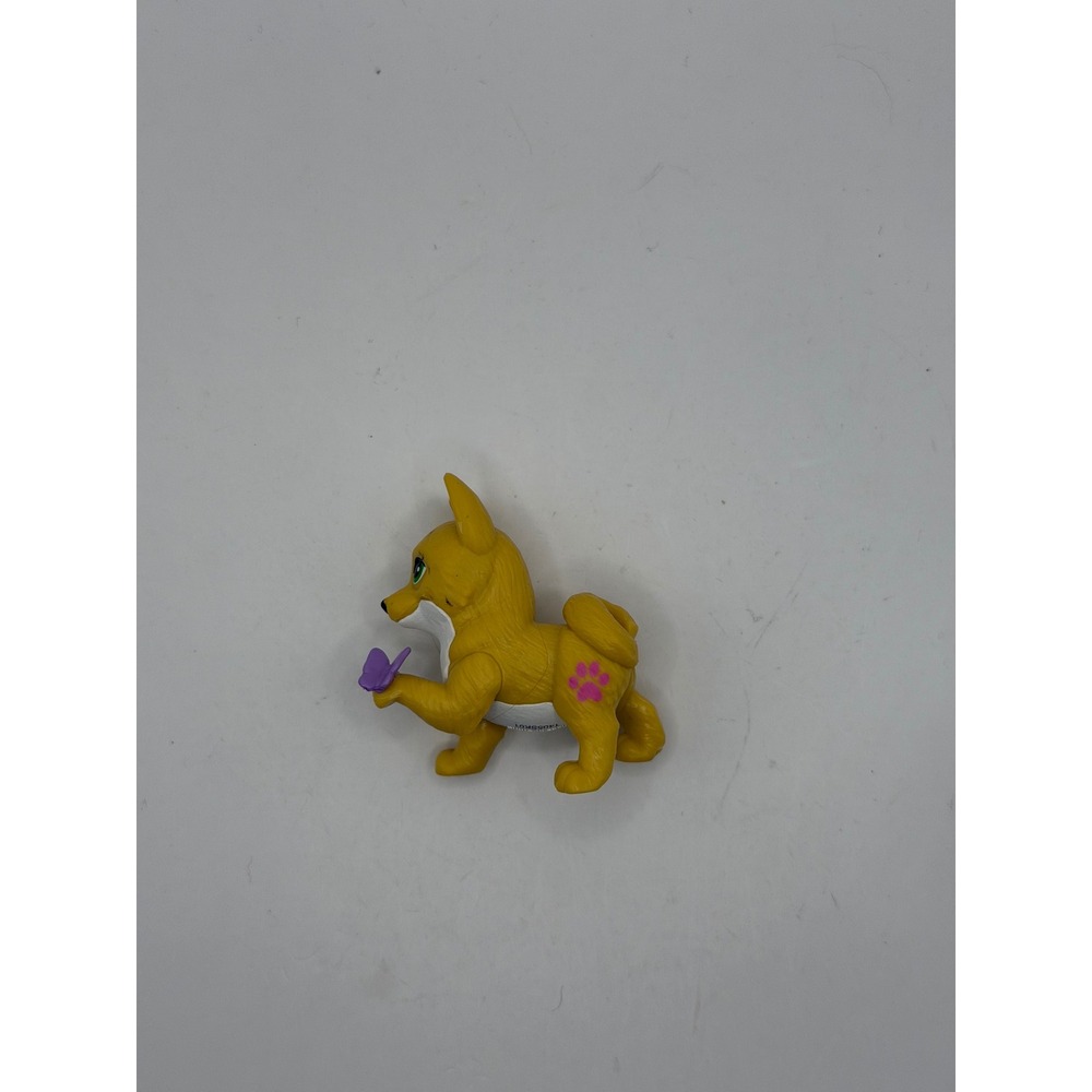 Littlest Pet Shop G7 Yellow Shiba Inu Dog Figure with Purple Butterfly T-8